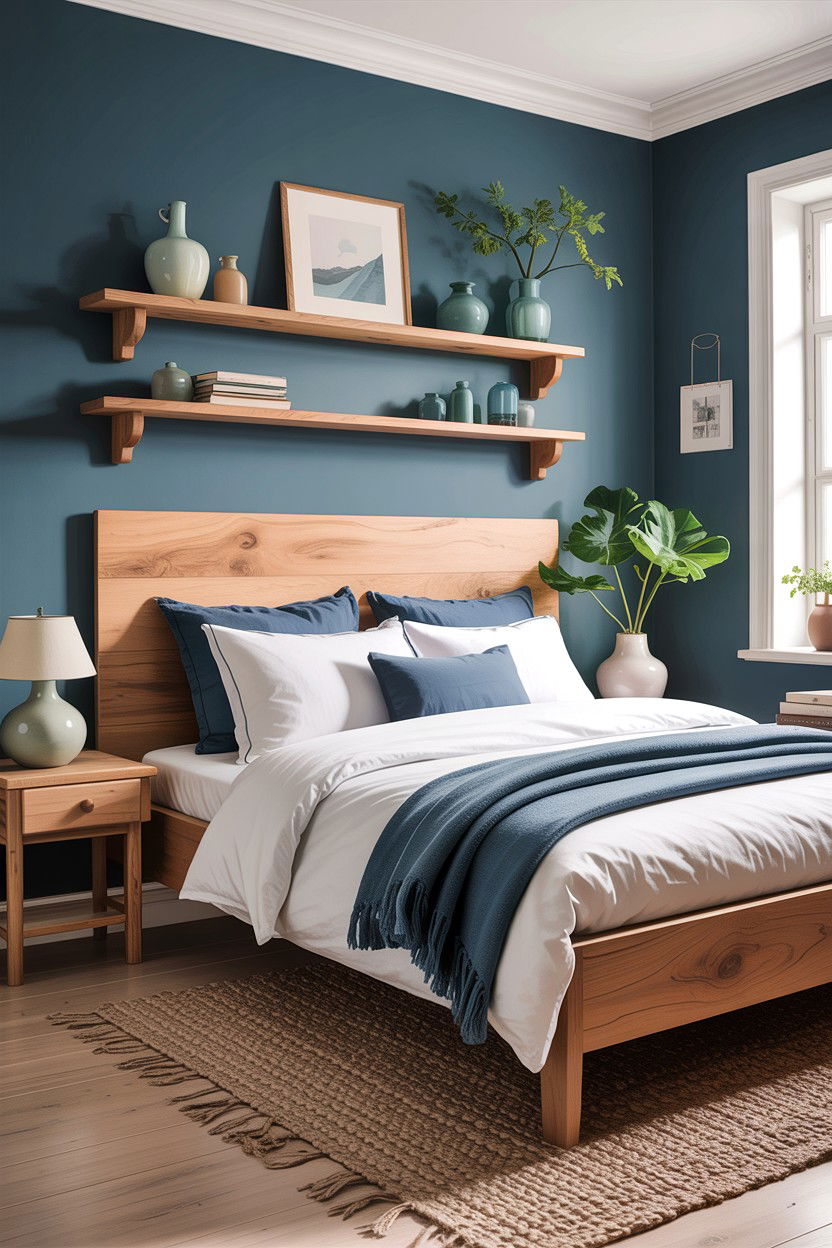 Scandinavian Blue Bedroom Wood Accents - 30 scandinavian blue bedroom ideas