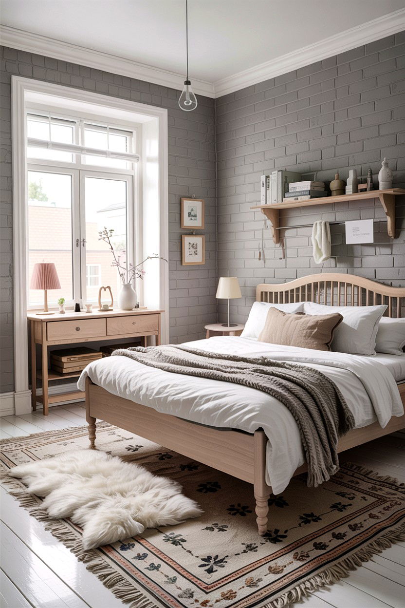 Scandinavian Brick Bedroom - 30 exposed brick bedroom ideas