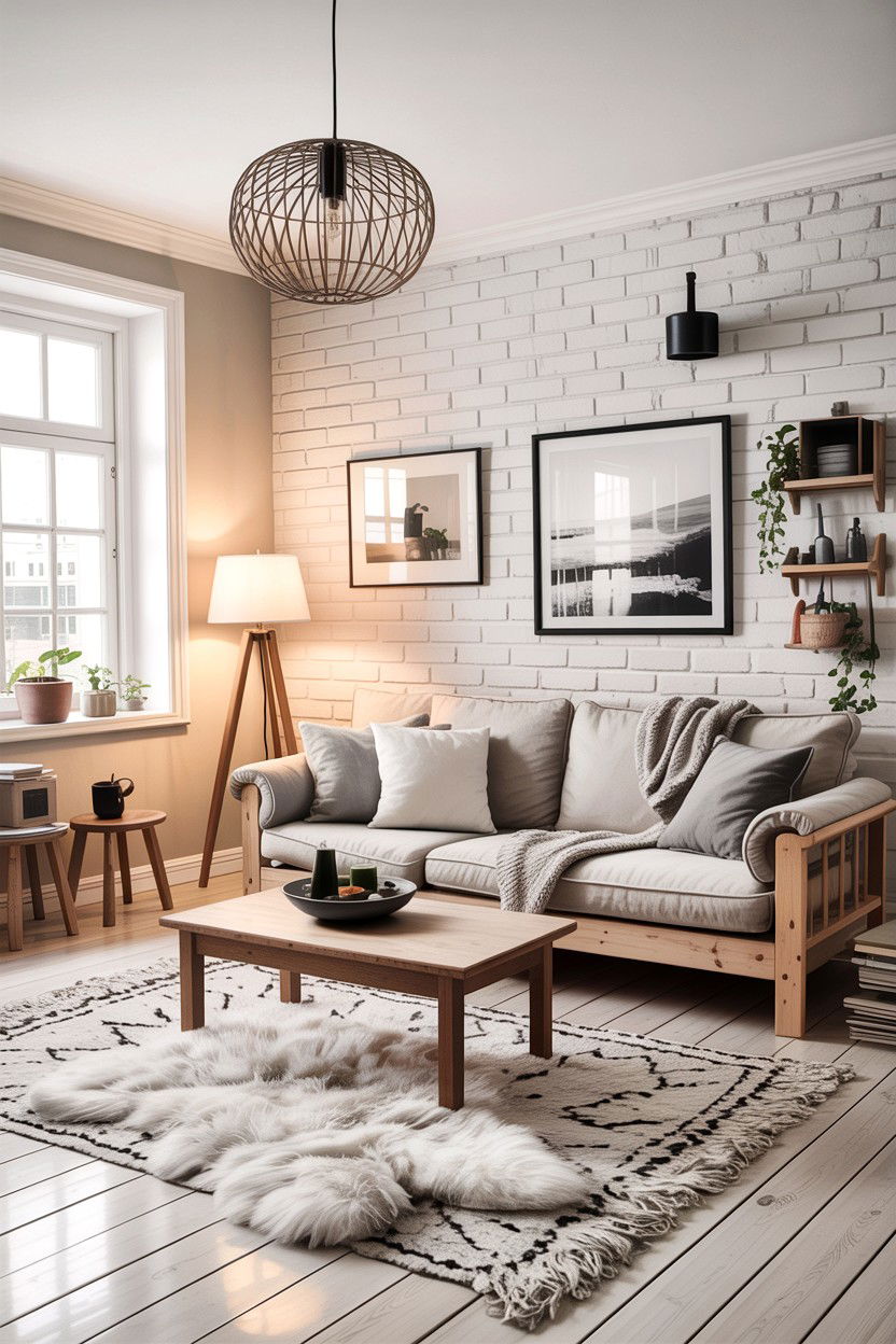 Scandinavian Brick Living Room - 30 exposed brick living room ideas