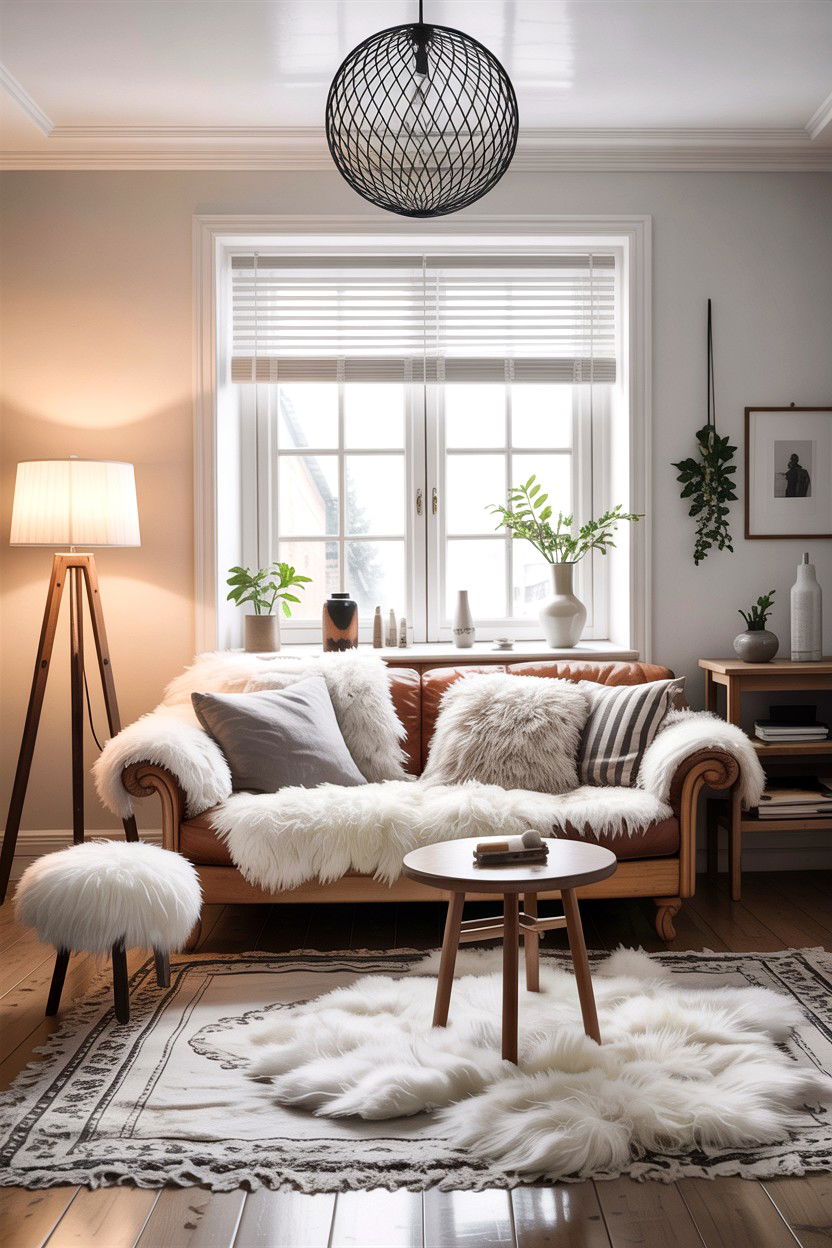 Scandinavian Faux Fur Living Room - 30 faux fur living room ideas