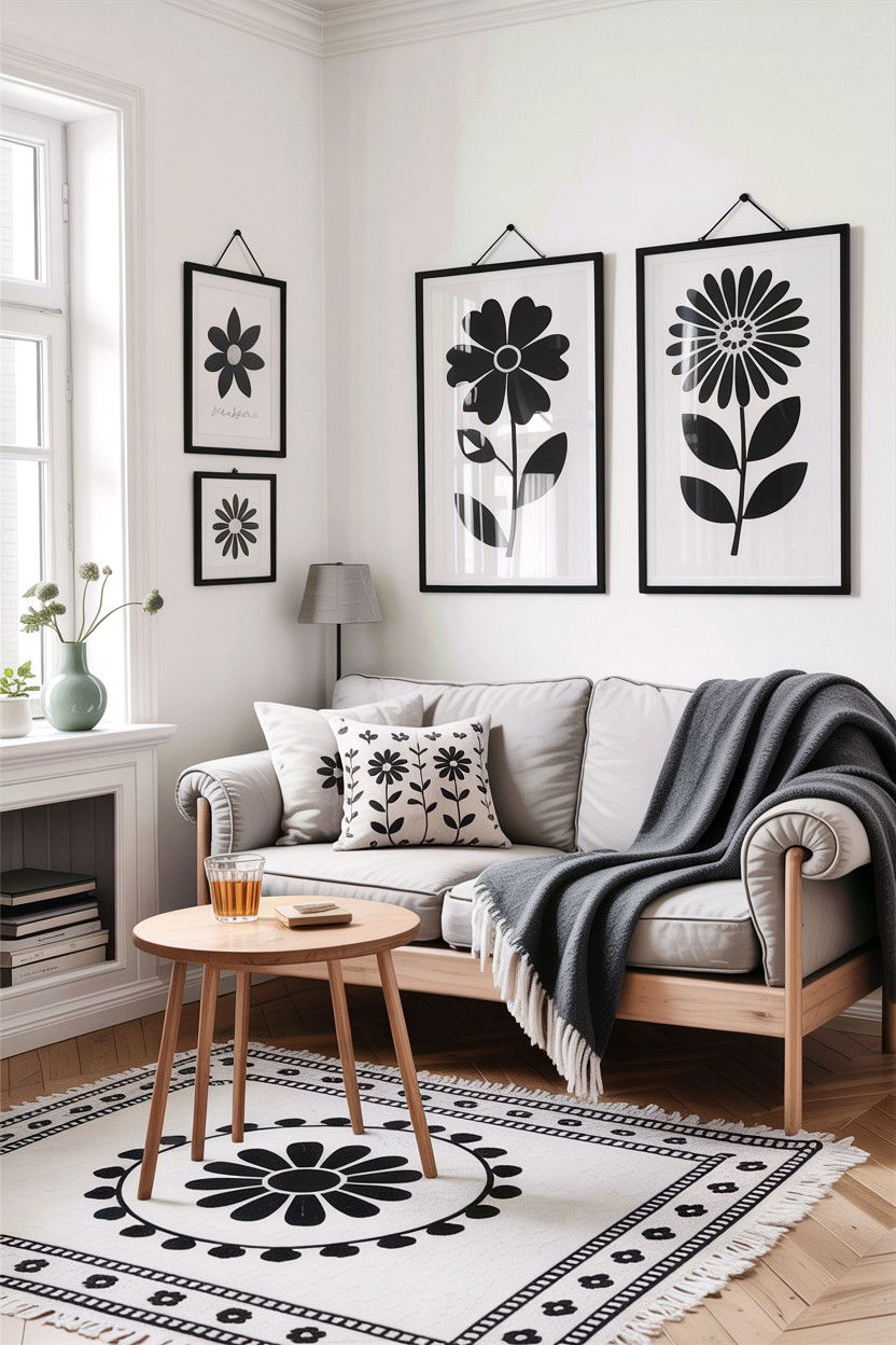 Scandinavian Floral Style - 30 floral themed living room ideas