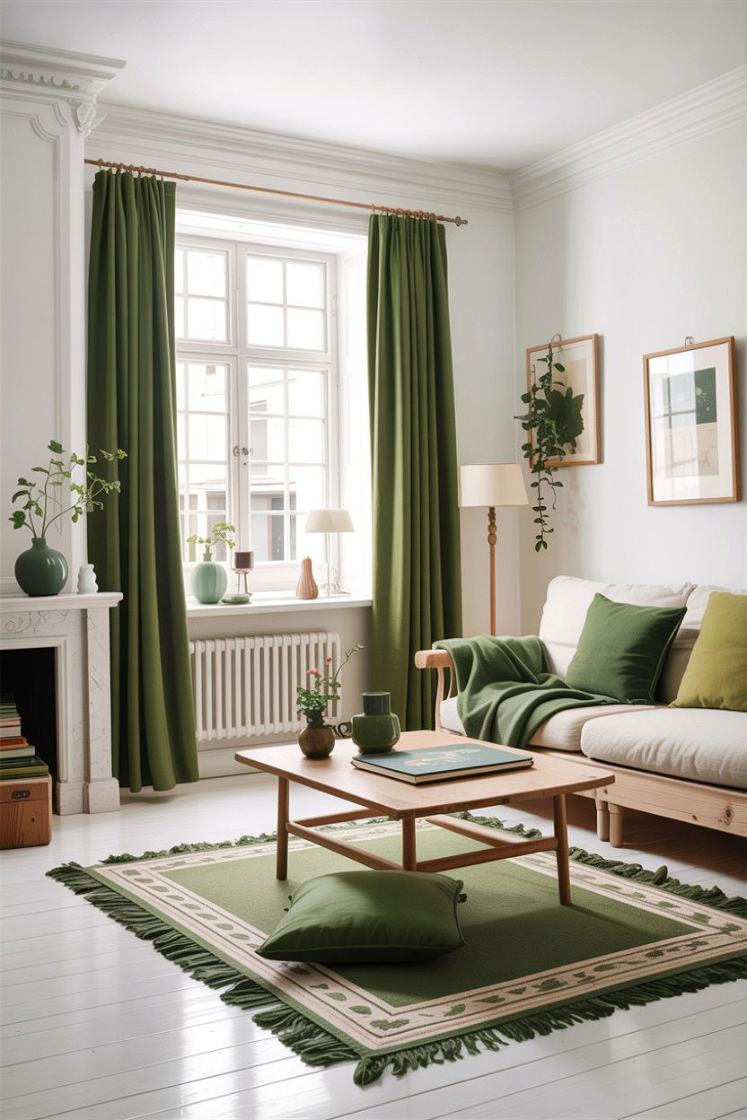 Scandinavian Green White Living Room - 30 green and white living room ideas