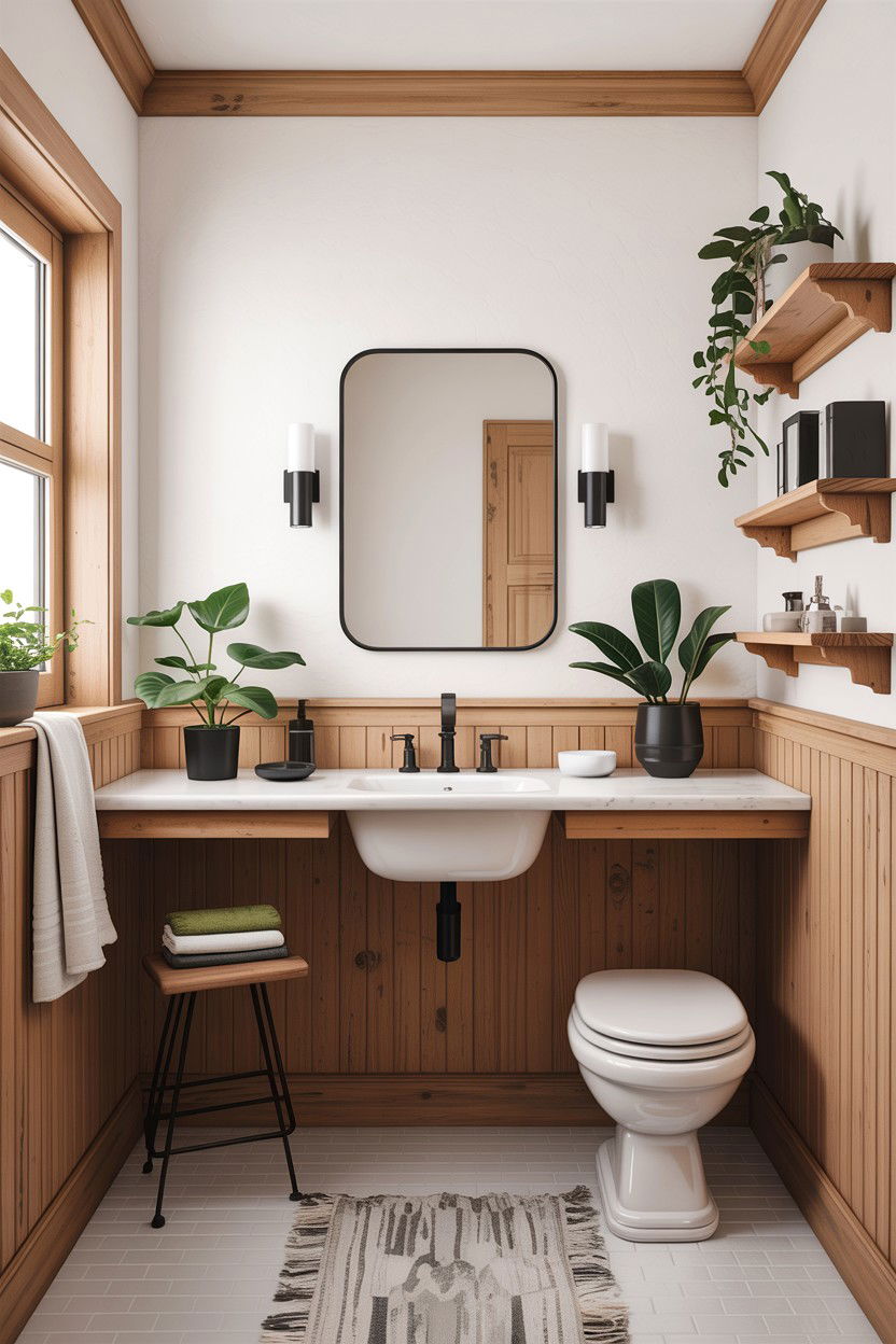 Scandinavian Light Wood Bathroom - 30 bathroom chair rail ideas
