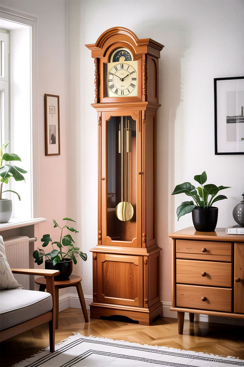 Scandinavian Light Wood Grandfather Clock - 30 living room grandfather clocks