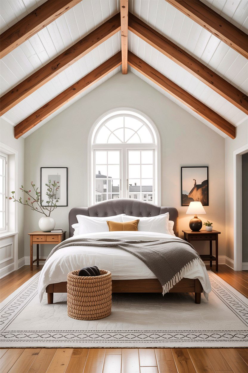 Scandinavian Master Bedroom With Vaulted Ceiling - 30 scandinavian white bedroom ideas