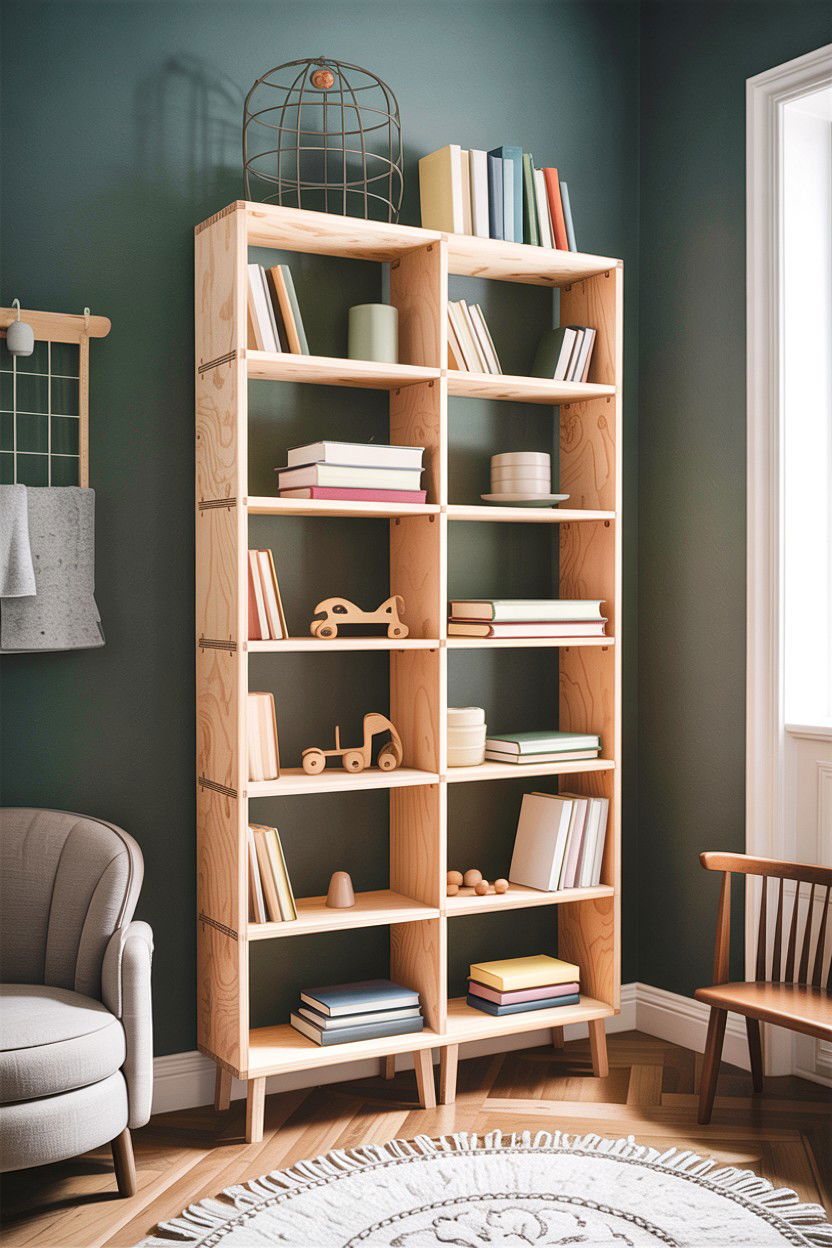 Scandinavian Plywood Shelf Unit - 30 bedroom shelf dividers