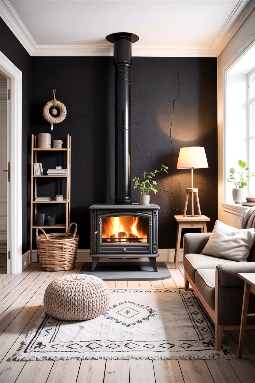 Scandinavian Rustic Black Living Room - 30 rustic black living room ideas
