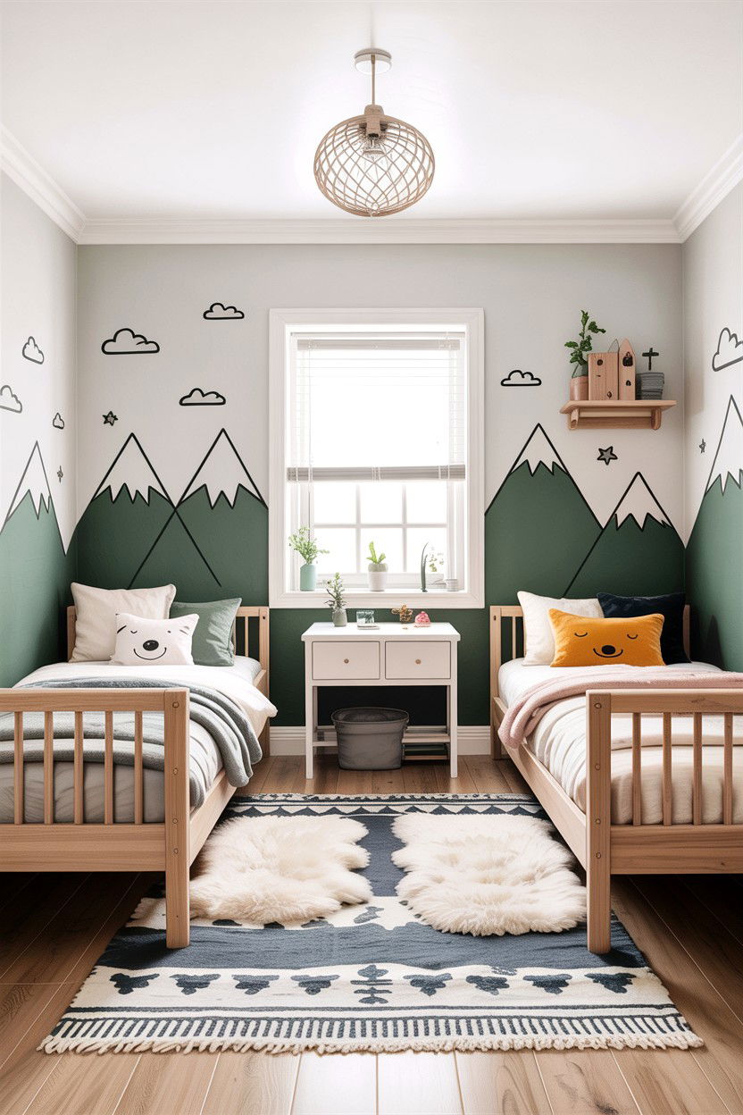 Scandinavian Shared Kids Bedroom - 30 boy and girl shared bedroom ideas