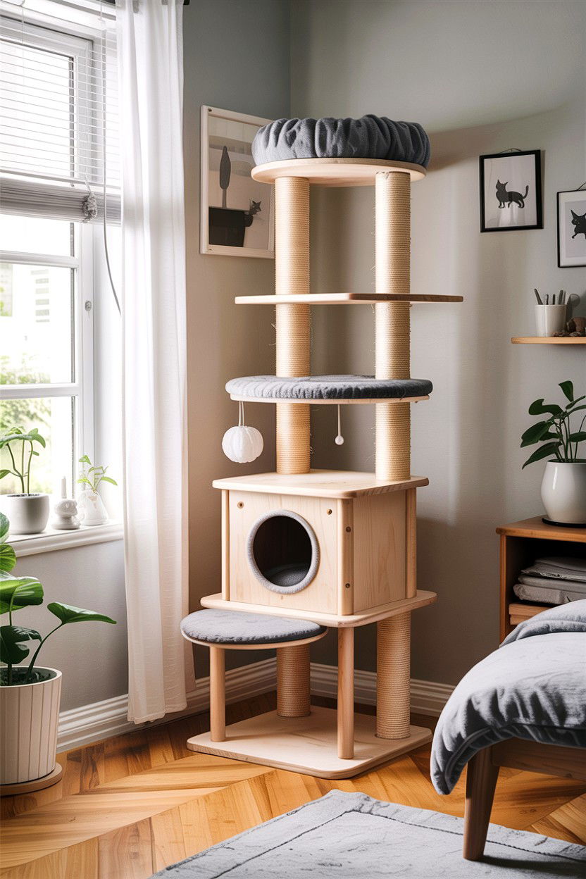 Scandinavian Style Cat Tree - 30 cat tree bedroom ideas
