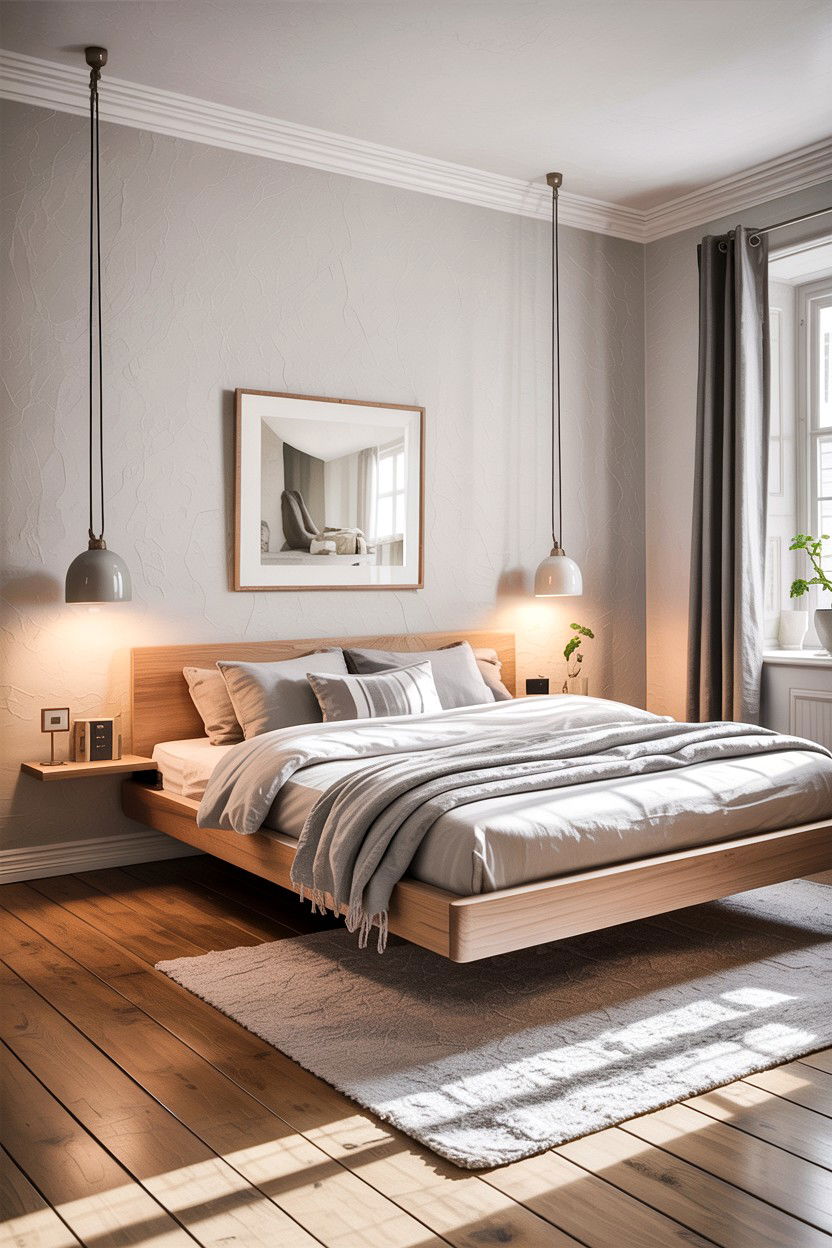 Scandinavian Style Floating Bed - 30 bedroom floating bed ideas