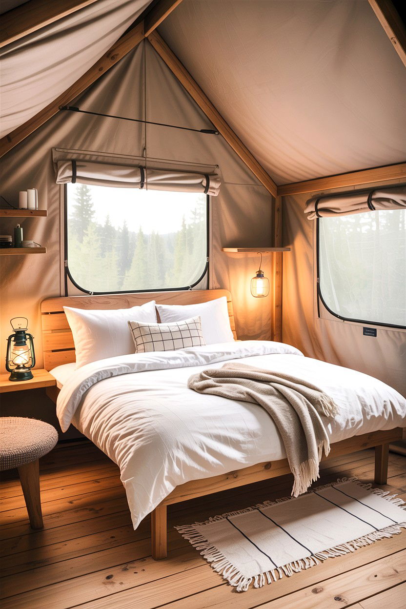 Scandinavian Style Glamping - 30 camping bedroom ideas