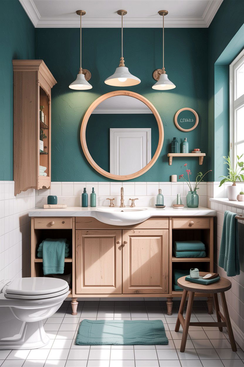 Scandinavian Teal Bathroom White Wood - 30 teal and white bathroom ideas