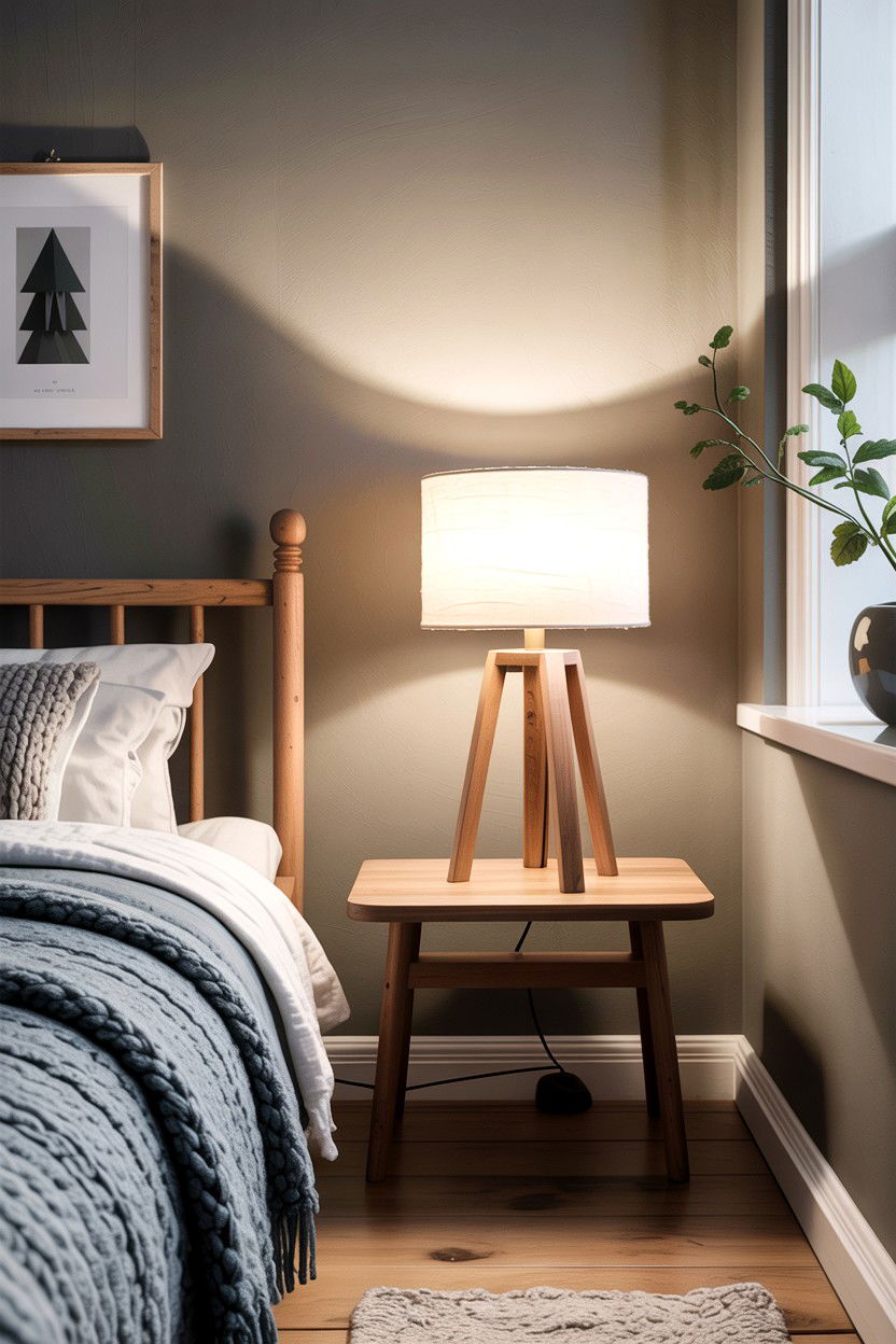 Scandinavian Wood Lamp - 30 bedroom dimmer lights ideas