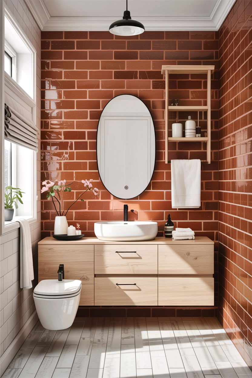 Scandinavian bathroom brick - 30 exposed brick bathroom ideas