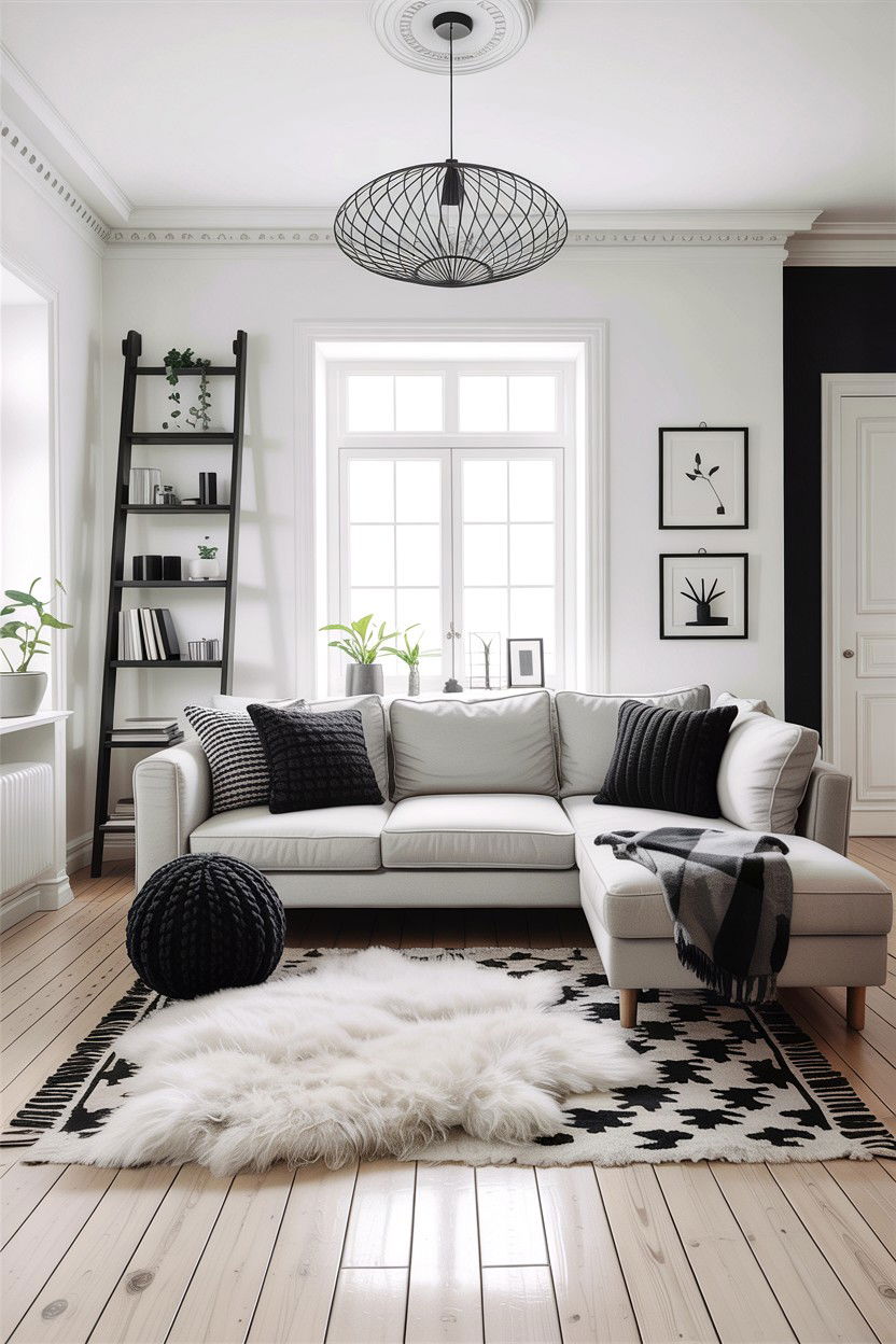 Scandinavian black and white living room - 30 black and white living room ideas