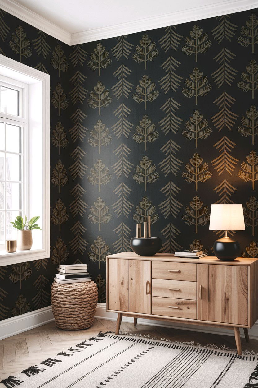 Scandinavian black wallpaper - 30 scandinavian black living room ideas