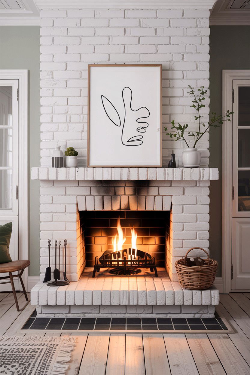 Scandinavian brick fireplace - 30 living room fireplace brick ideas