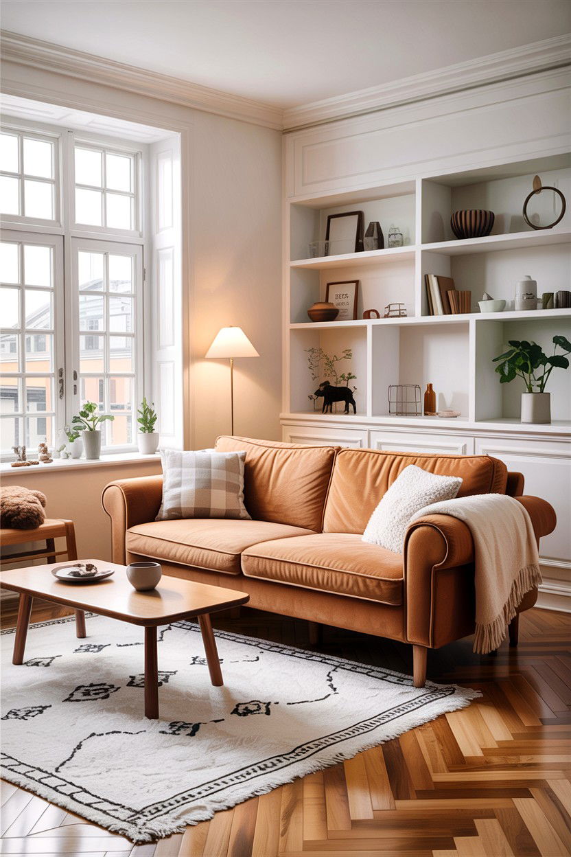 Scandinavian camel living room - 30 camel living room ideas