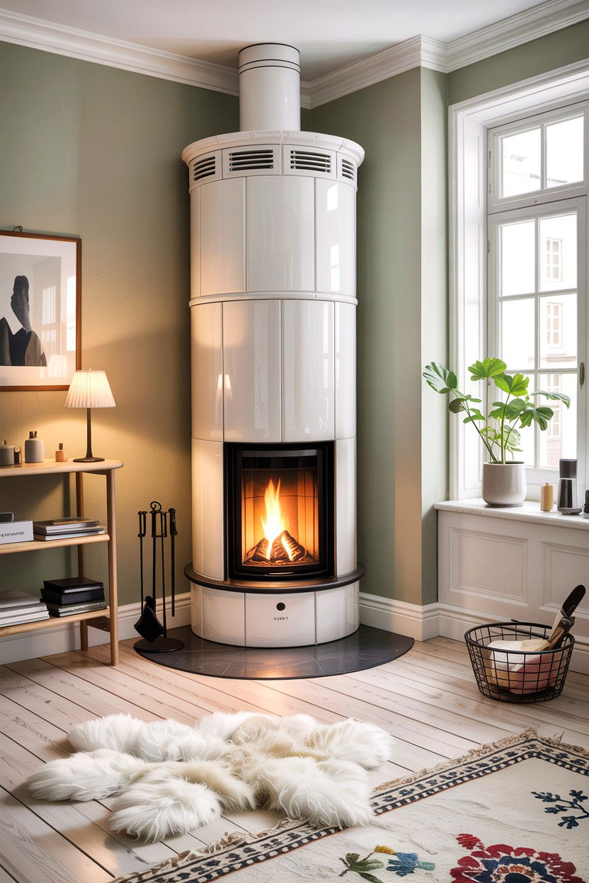 Scandinavian fireplace insert - 30 living room fireplace insert ideas