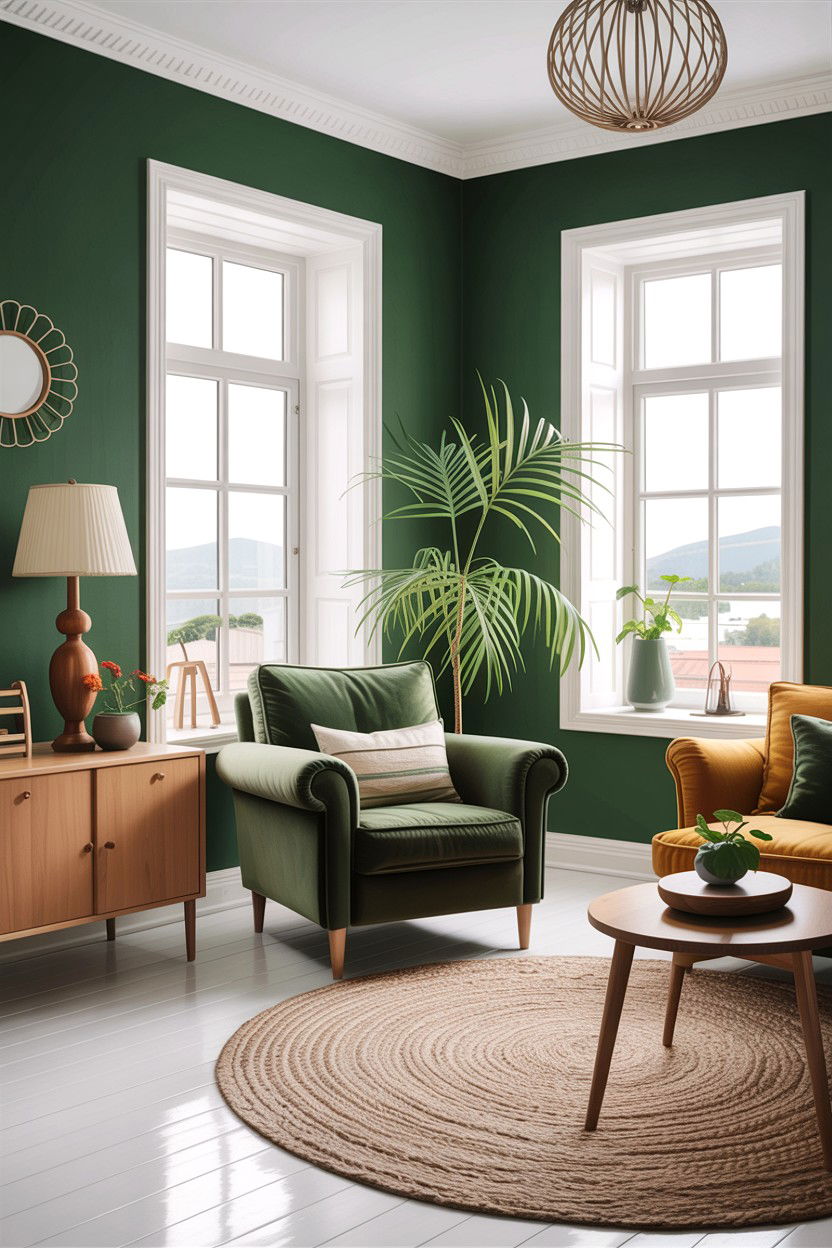 Scandinavian forest green decor - 30 forest green living room ideas