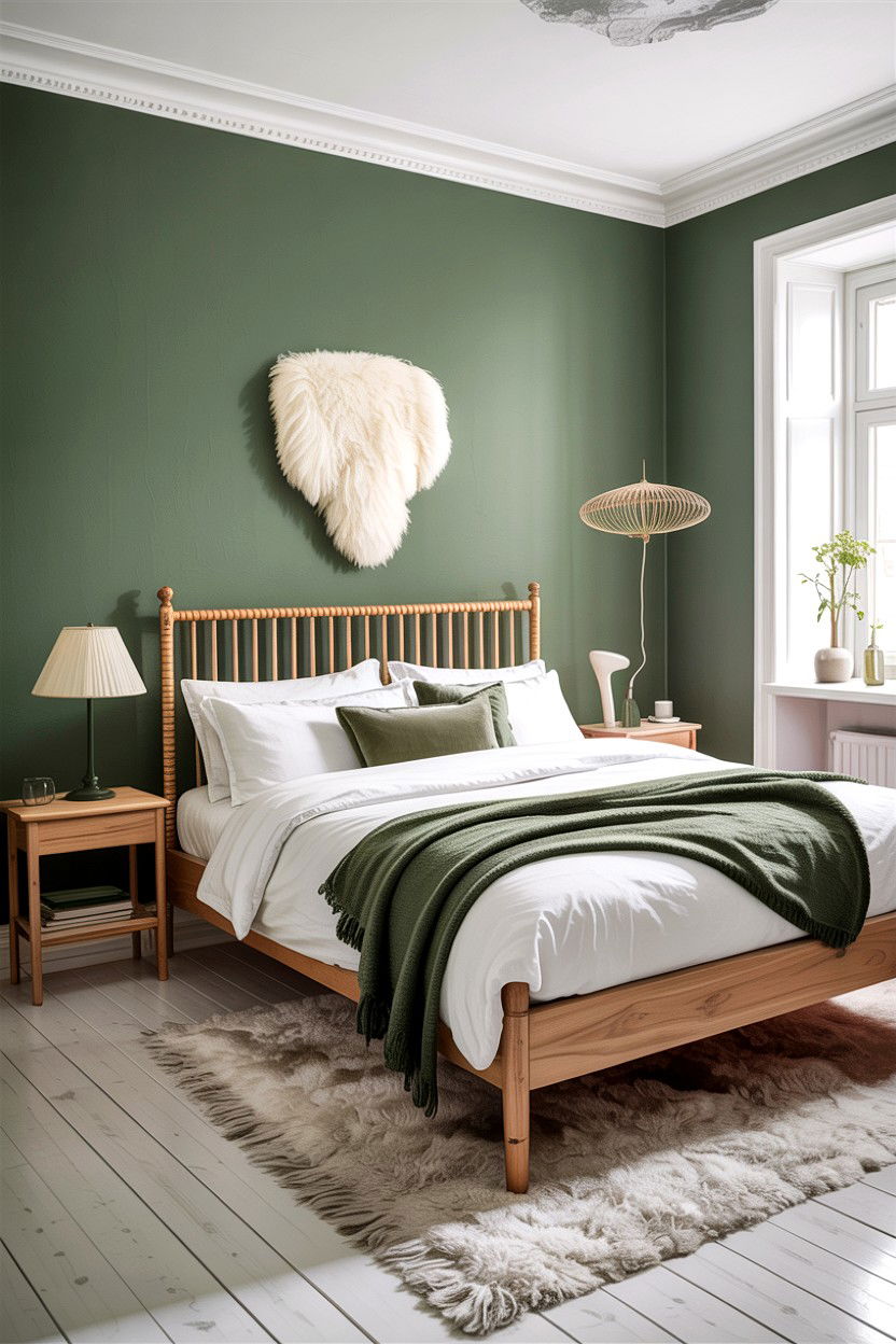Scandinavian green bedroom - 30 rustic green bedroom ideas