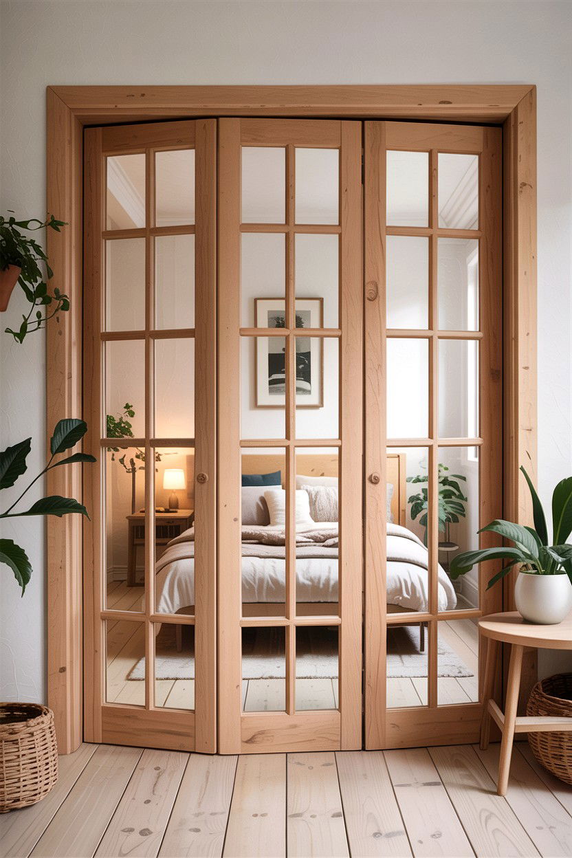 Scandinavian light wood bifold doors - 30 bedroom bifold doors