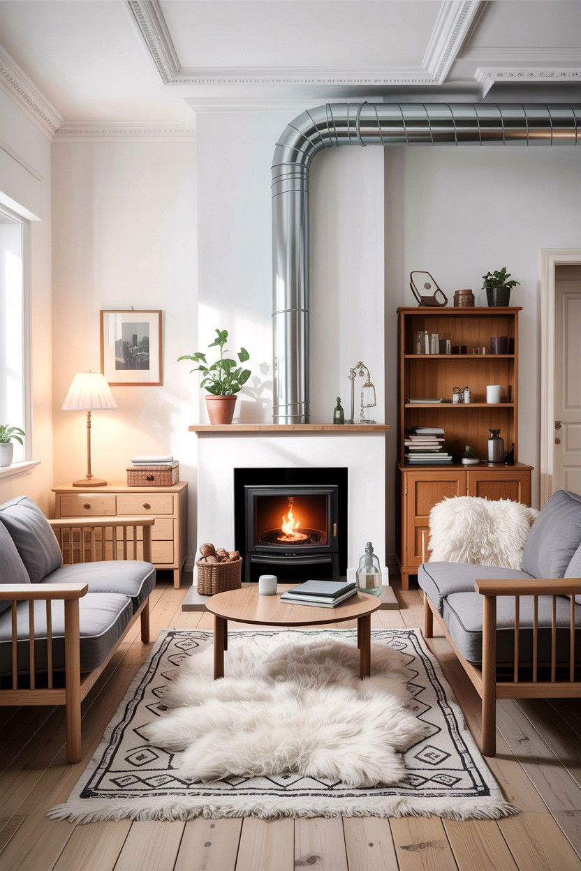 Scandinavian living room ductwork - 30 exposed ductwork living room ideas