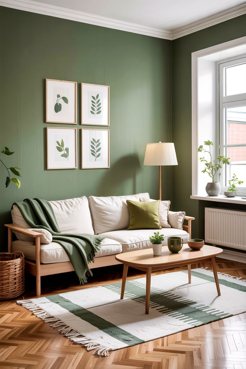 Scandinavian sage green living room - 30 sage and white living room ideas