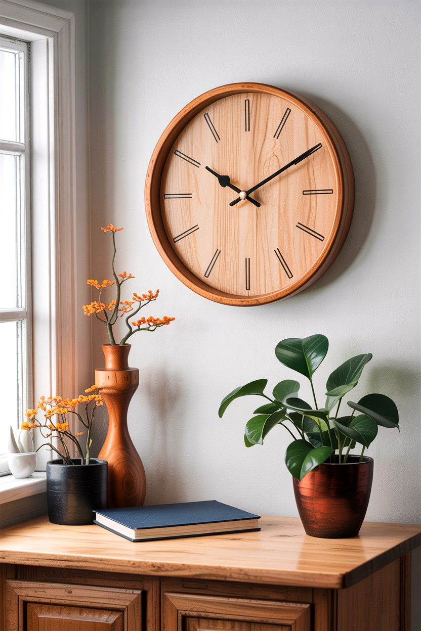 Scandinavian wood clock - 30 bedroom clock ideas