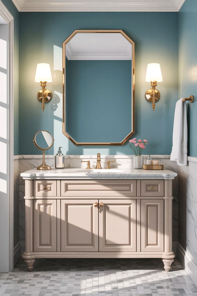 Sconce bathroom lighting - 30 colonial bathroom ideas