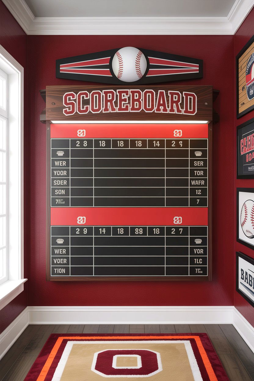 Scoreboard Wall Decor - 30 baseball bedroom ideas