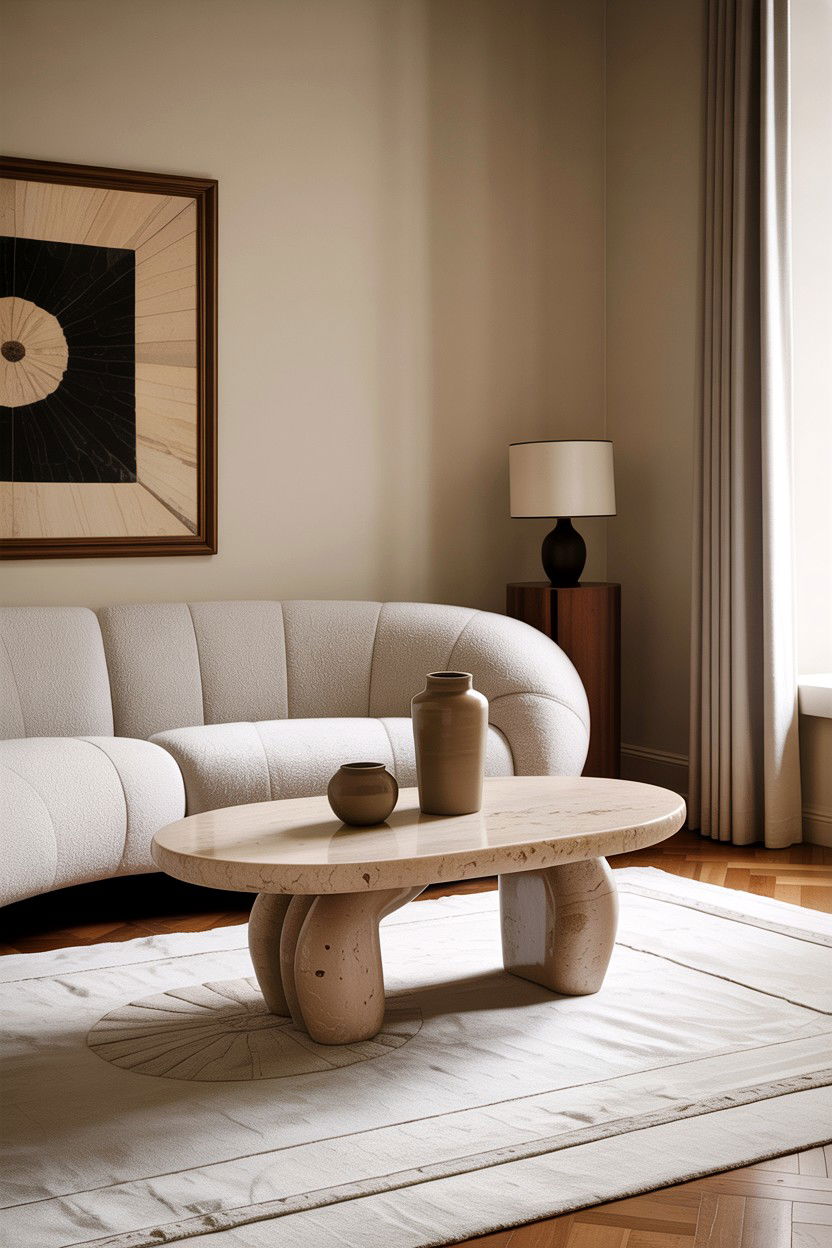 Sculptural Coffee Table - 30 boutique hotel living room ideas