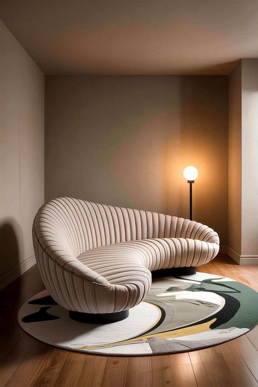 Sculptural Curved Sofa - 30 living room curved sofa ideas