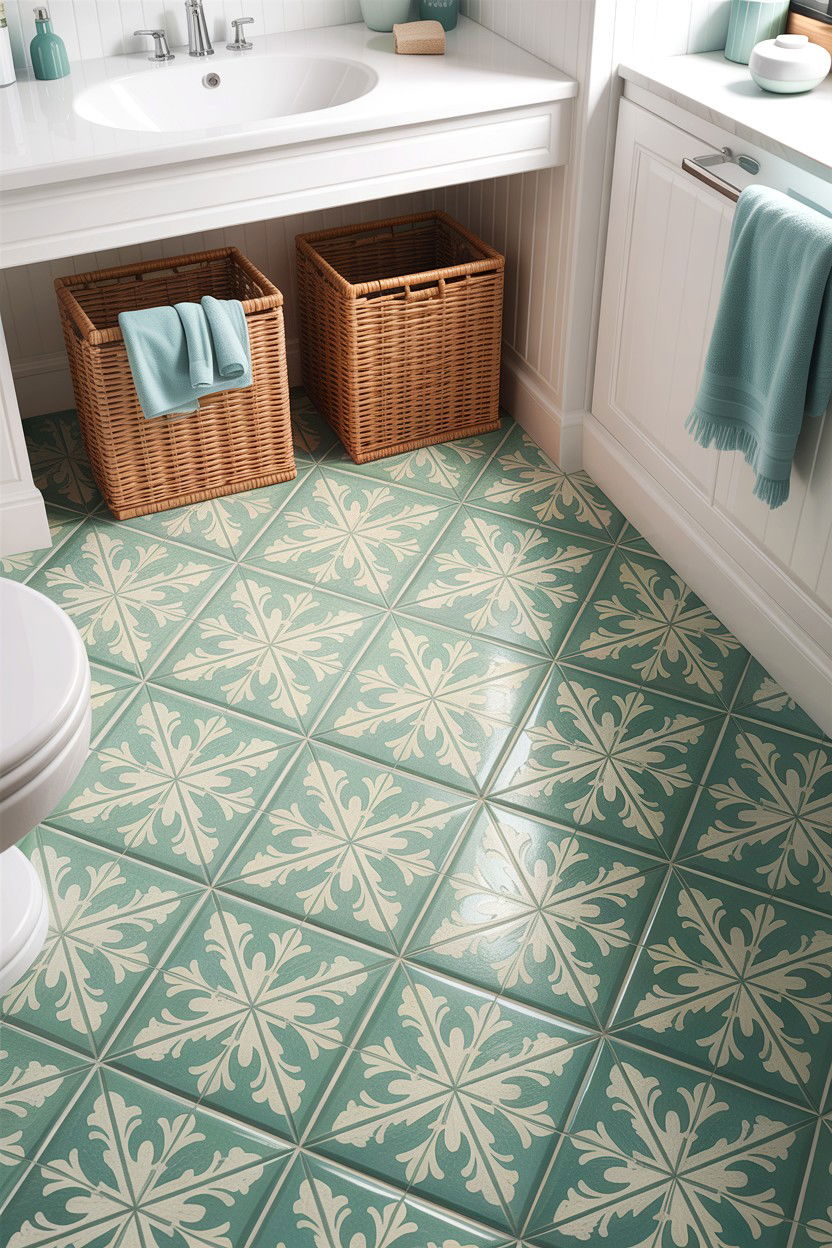 Seafoam green bathroom floor - 30 green bathroom ideas