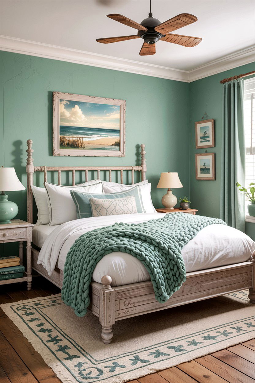 Seafoam green bedroom - 30 rustic green bedroom ideas