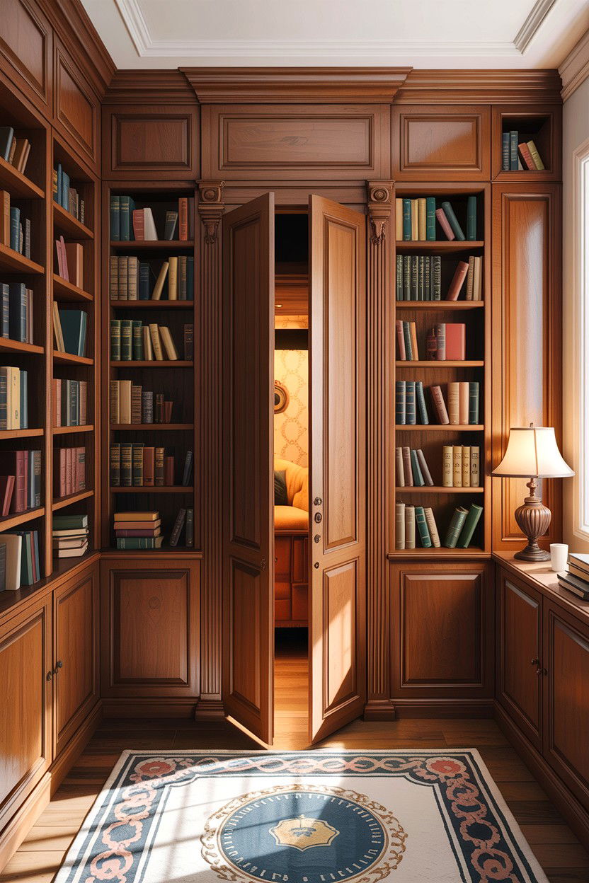 Secret Door Bookshelf - 30 living room custom cabinetry ideas