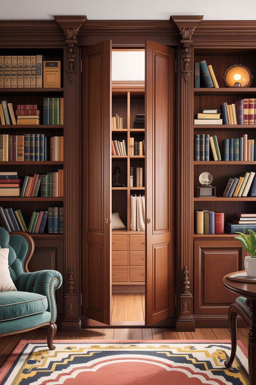 Secret Room Behind Bookshelf - 30 bedroom concealed storage ideas