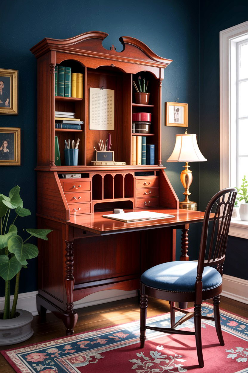 Secretary Desk Setup - 30 dark academia bedroom ideas