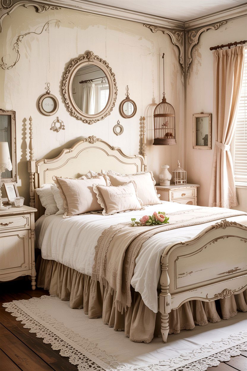 Shabby Chic Cream Bedroom - 30 traditional cream bedroom ideas