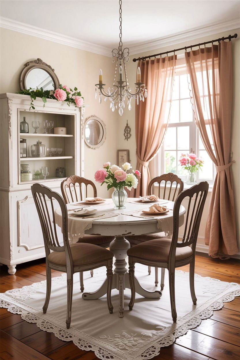 Shabby Chic Dining Room - 30 tan and white dining room ideas
