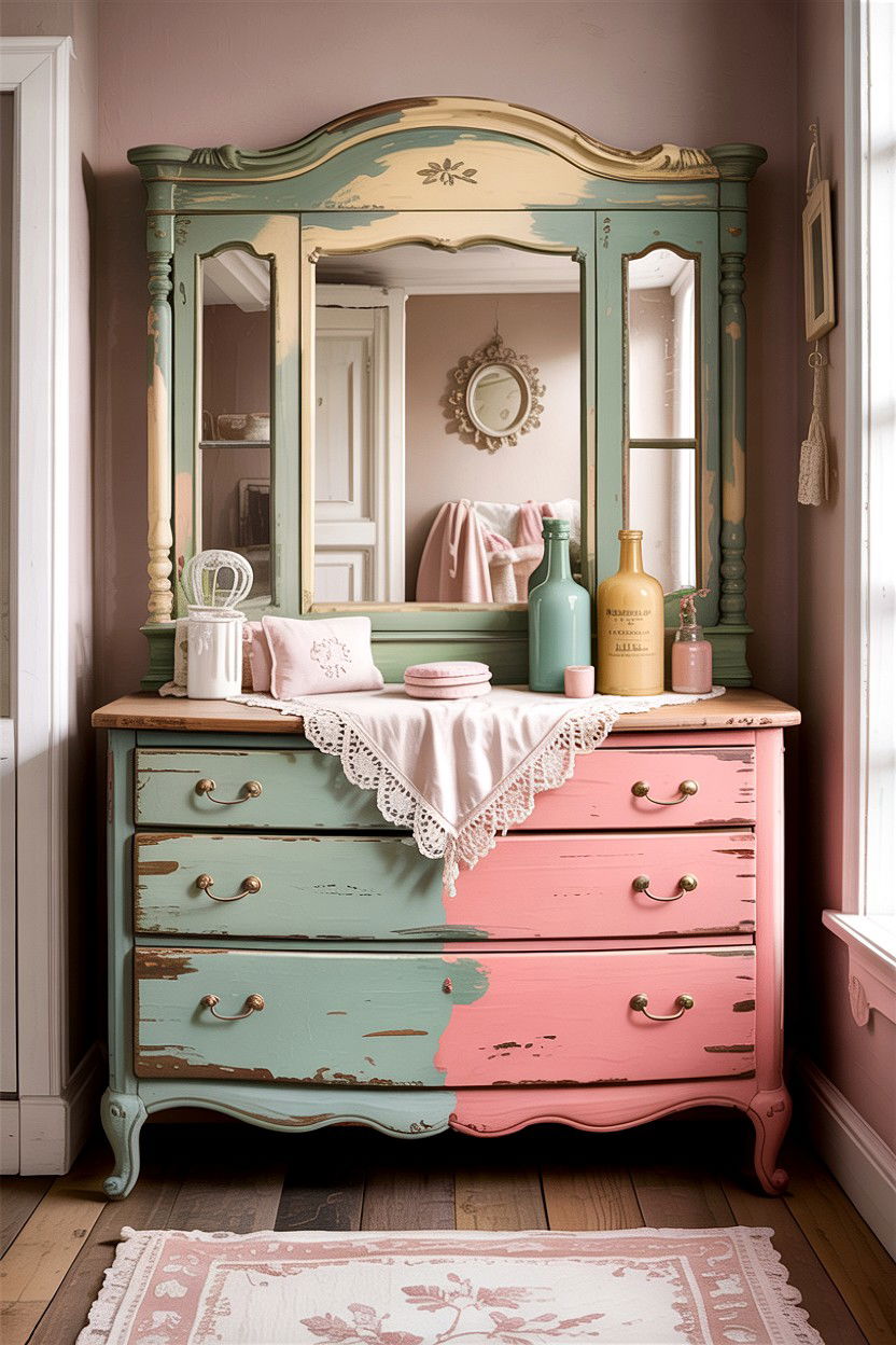 Shabby Chic Distressed Dresser - 30 bedroom wide dressers