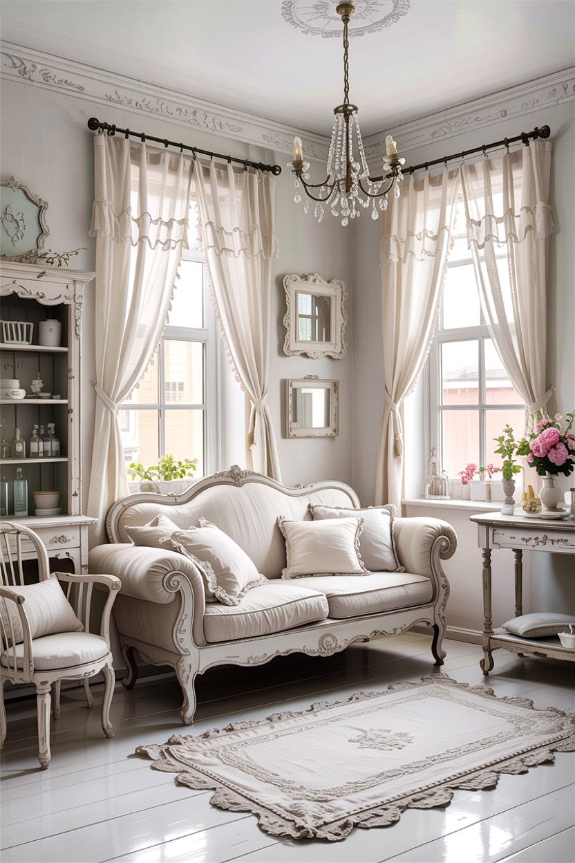 Shabby Chic White Living Room - 30 all white living room ideas