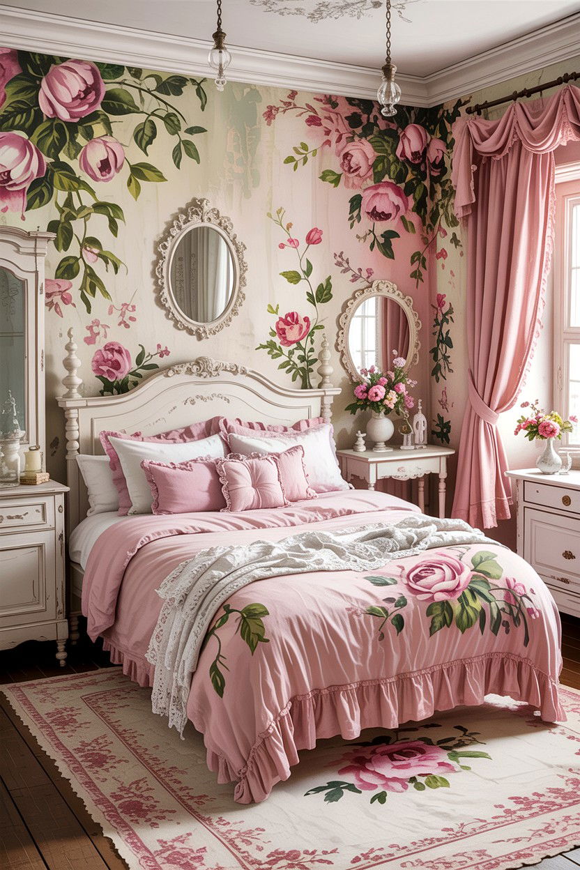 Shabby chic floral bedding - 30 bedroom floral bedding ideas
