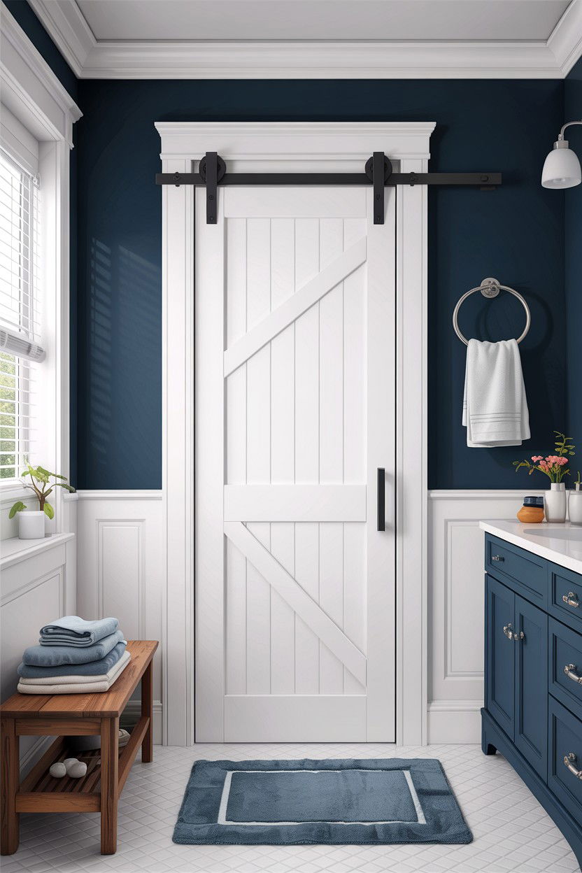 Shaker barn door - 30 bathroom barn door ideas