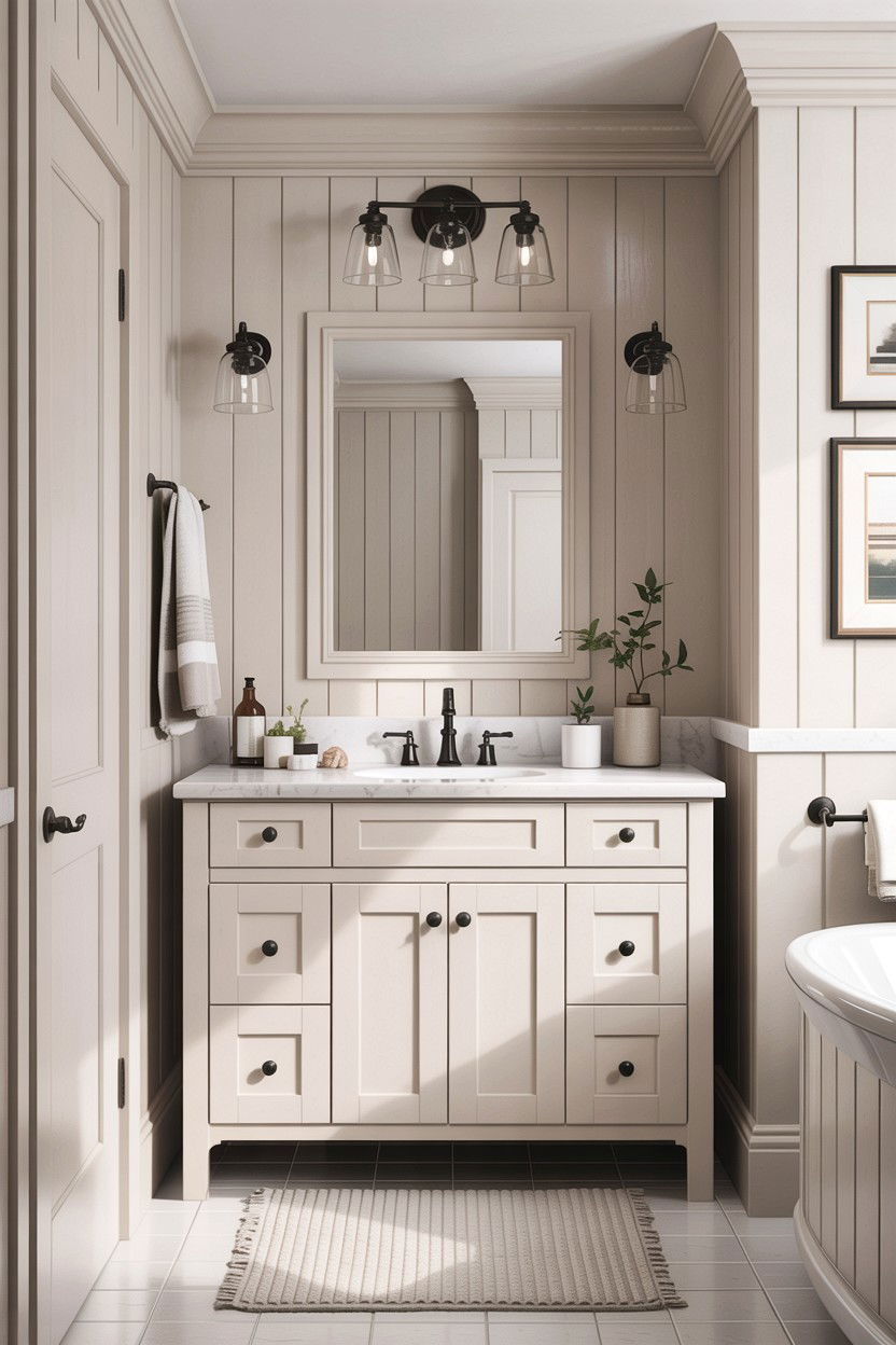 Shaker style board and batten bathroom - 30 bathroom board and batten ideas