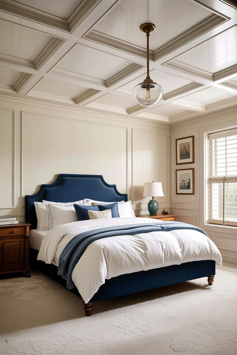 Shallow Grid Ceiling - 30 bedroom coffered ceiling designs