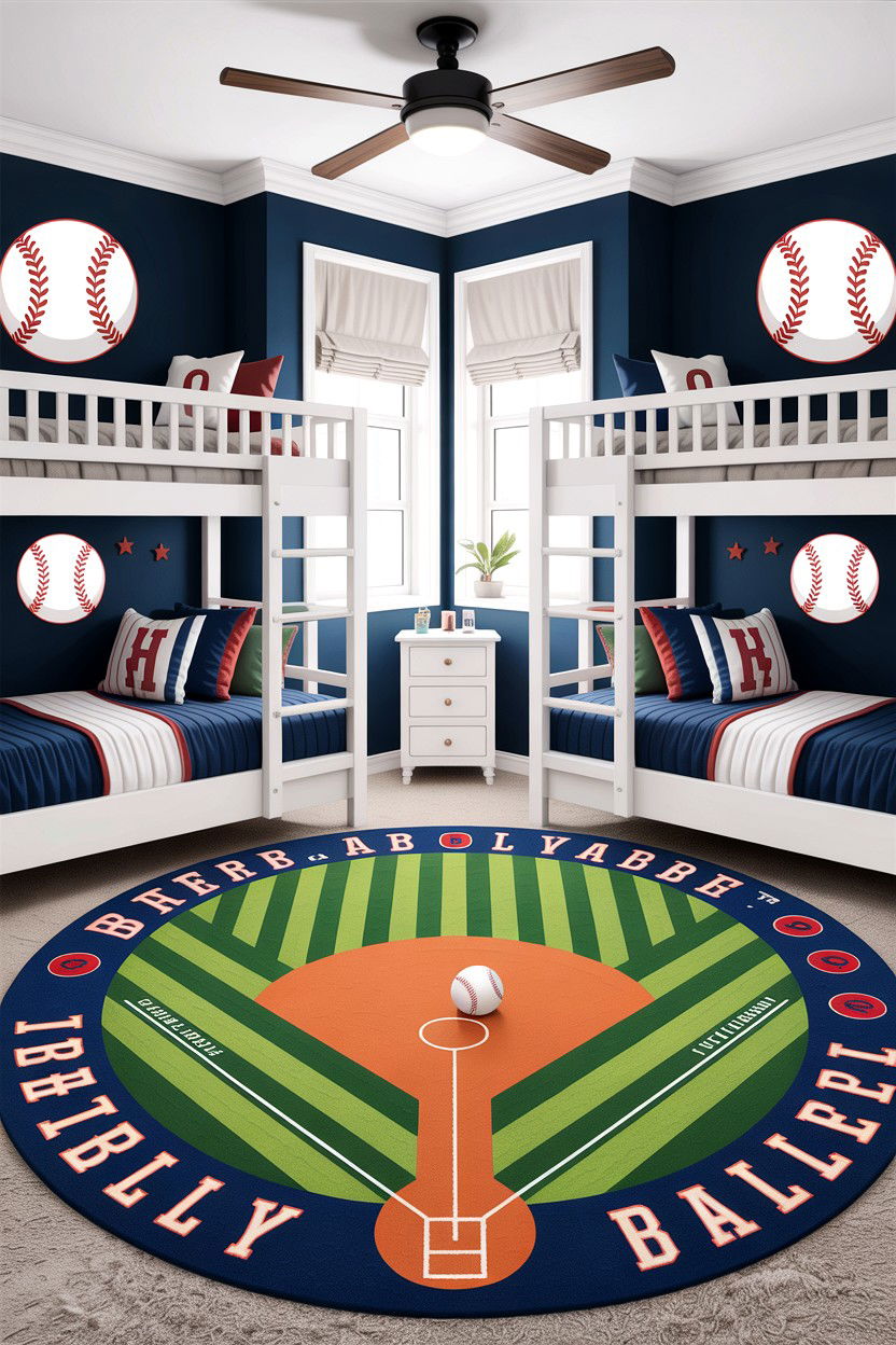 Shared Baseball Bedroom - 30 baseball bedroom ideas