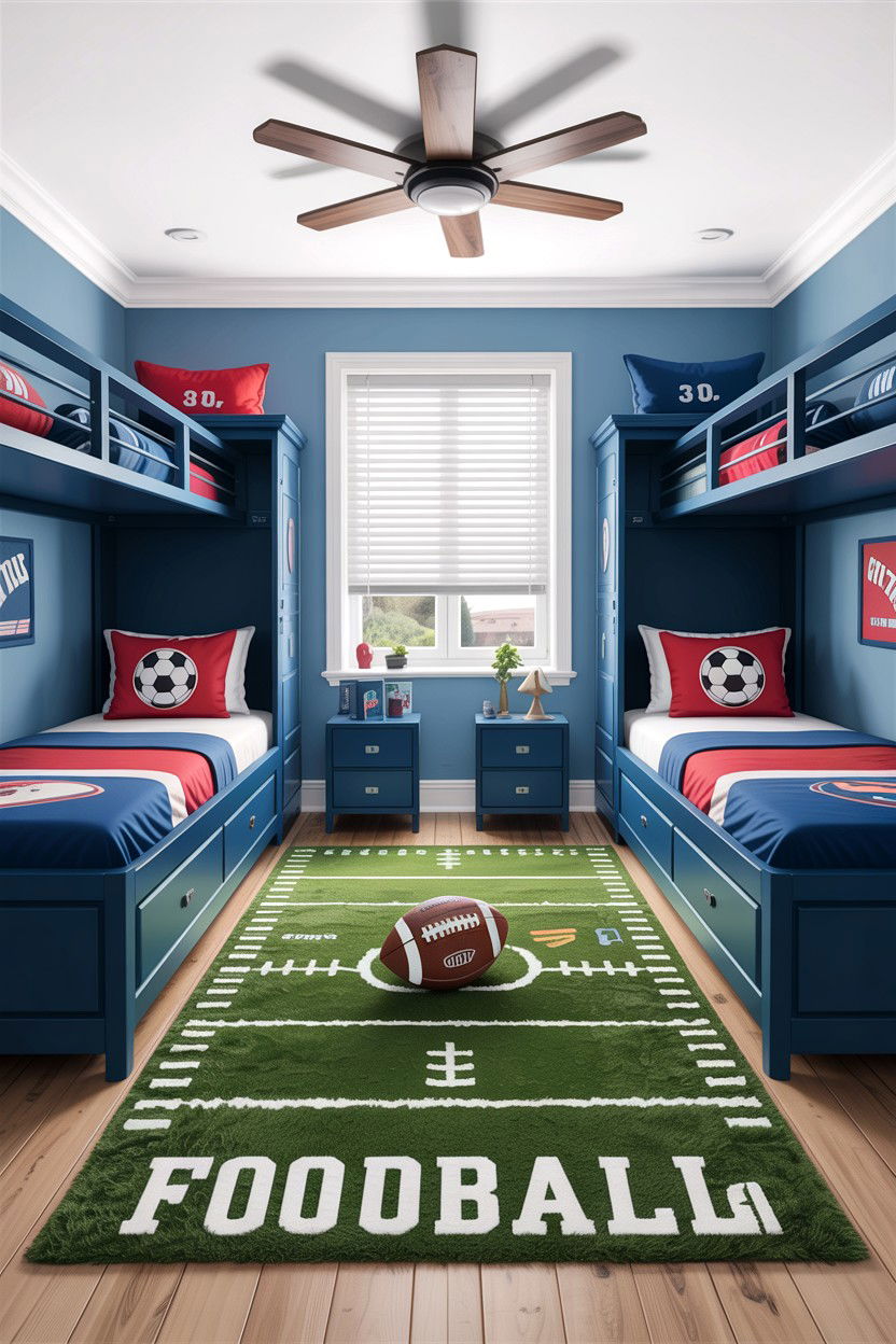 Shared football bedroom - 30 football bedroom ideas
