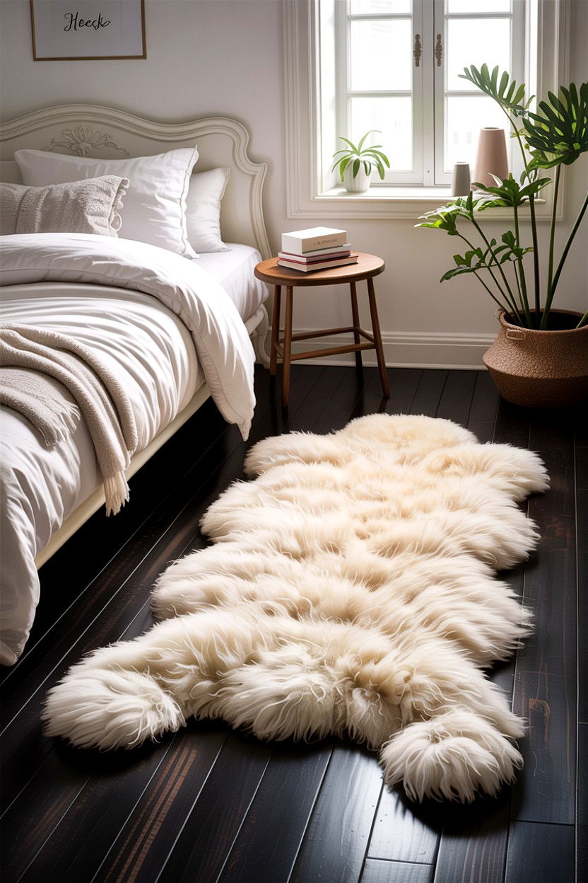 Sheepskin Dog Rug For Bedroom Floor - 30 dog bed bedroom ideas