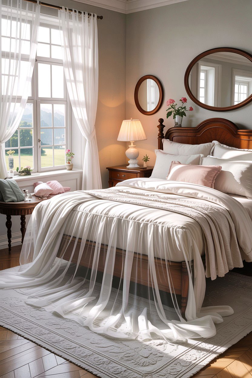 Sheer Voile Bed Skirt - 30 bedroom dust ruffles